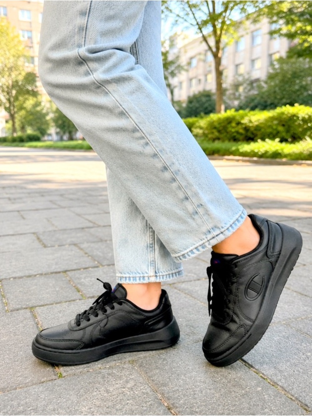 Champion Black Platform Sneakers Womens Size 9 Casual Low Top Comfort Shoes